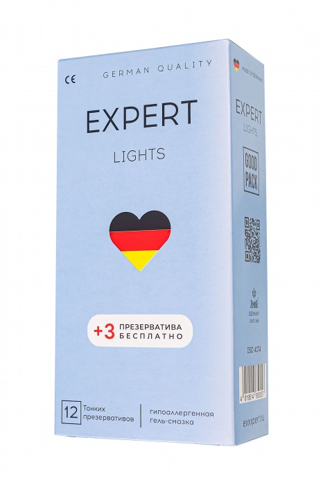 Ультратонкие презервативы EXPERT Lights - 12 шт.(+3 в подарок) - Expert - купить с доставкой в Благовещенске