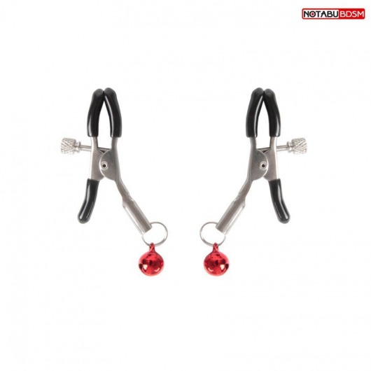 Серебристые зажимы на соски с шариками - Notabu - купить с доставкой в Благовещенске