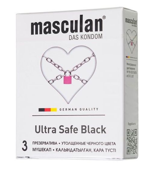 Ультрапрочные презервативы Masculan Ultra Safe Black - 3 шт. - Masculan - купить с доставкой в Благовещенске