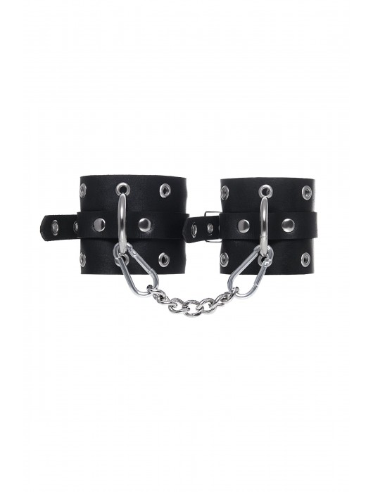 Черные кожаные однослойные наручники с люверсами - Pecado - купить с доставкой в Благовещенске