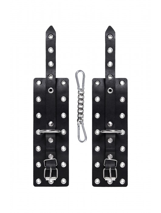 Черные кожаные однослойные наручники с люверсами - Pecado - купить с доставкой в Благовещенске