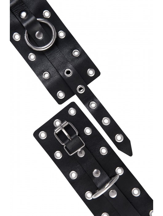 Черные кожаные однослойные наручники с люверсами - Pecado - купить с доставкой в Благовещенске