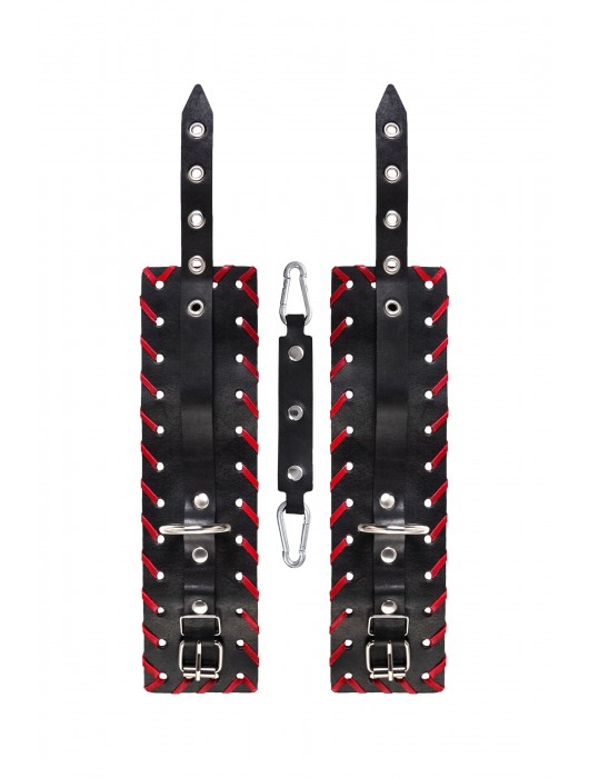 Черно-красные оковы из натуральной кожи - Pecado - купить с доставкой в Благовещенске