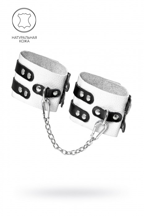 Бело-черные оковы с двумя ремешками и люверсами - Pecado - купить с доставкой в Благовещенске