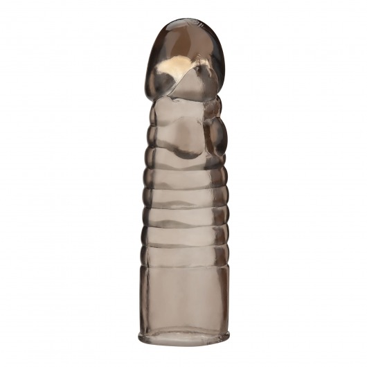 Дымчатая насадка-удлинитель Ribbed Realistic Penis Enhancing Sleeve Extension - 15,2 см. - BlueLine - в Благовещенске купить с доставкой