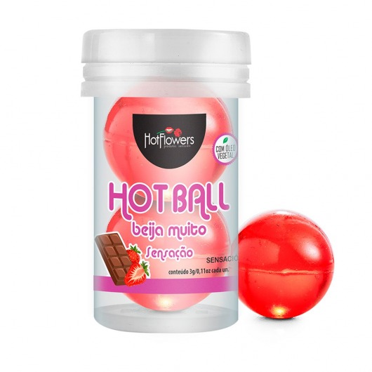 Лубрикант на масляной основе Hot Ball Beija Muito с ароматом шоколада и клубники (2 шарика по 3 гр.) - HotFlowers - купить с доставкой в Благовещенске