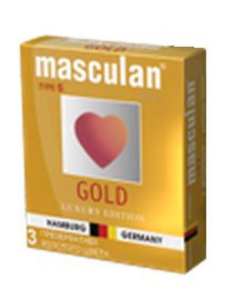 Презервативы Masculan Ultra Gold с золотым напылением и ароматом ванили - 3 шт. - Masculan - купить с доставкой в Благовещенске