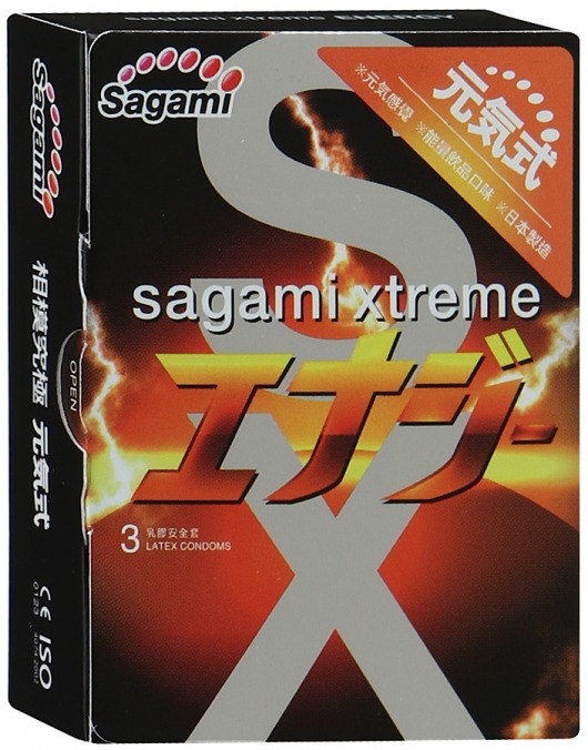 Презервативы Sagami Xtreme ENERGY с ароматом энергетика - 3 шт. - Sagami - купить с доставкой в Благовещенске