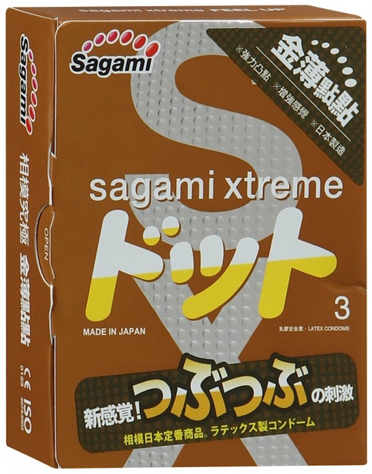 Презервативы Sagami Xtreme FEEL UP с точечной текстурой и линиями прилегания - 3 шт. - Sagami - купить с доставкой в Благовещенске