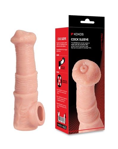 Телесная фантазийная насадка на член Cock Sleeve Size M - KOKOS - в Благовещенске купить с доставкой