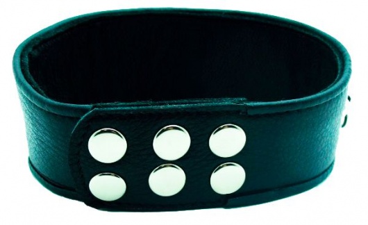 Чёрный кожаный ошейник с полукольцами и клёпками - БДСМ Арсенал - купить с доставкой в Благовещенске