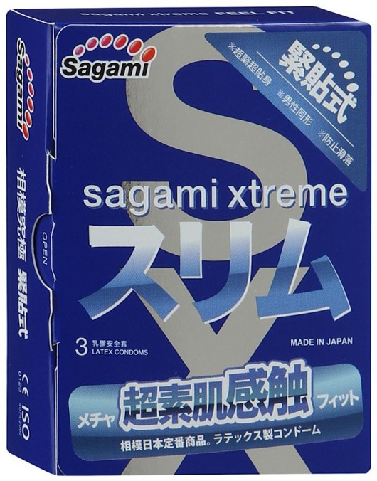 Розовые презервативы Sagami Xtreme FEEL FIT 3D - 3 шт. - Sagami - купить с доставкой в Благовещенске