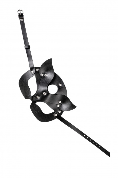 Черная кожаная рельефная маска кошки - Pecado - купить с доставкой в Благовещенске