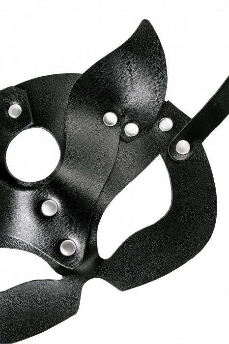 Черная кожаная рельефная маска кошки - Pecado - купить с доставкой в Благовещенске