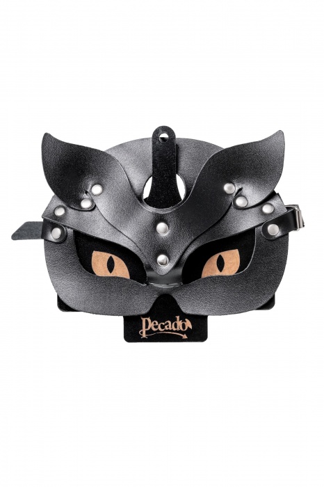 Черная кожаная рельефная маска кошки - Pecado - купить с доставкой в Благовещенске