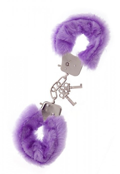 Фиолетовые меховые наручники METAL HANDCUFF WITH PLUSH LAVENDER - Dream Toys - купить с доставкой в Благовещенске