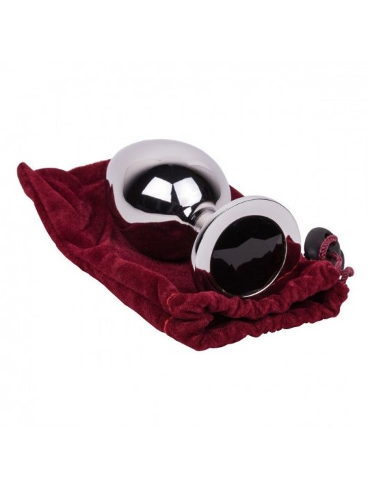 Большой стальной плаг с черным кристаллом Black Rave - 9,5 см. - Erotic Fantasy - купить с доставкой в Благовещенске