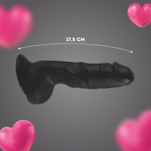 Черный реалистичный фаллоимитатор на подошве-присоске - 17,5 см. - Волшебная страна