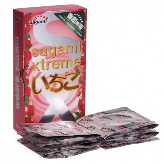 Презервативы Sagami Xtreme Strawberry c ароматом клубники - 10 шт. - Sagami - купить с доставкой в Благовещенске