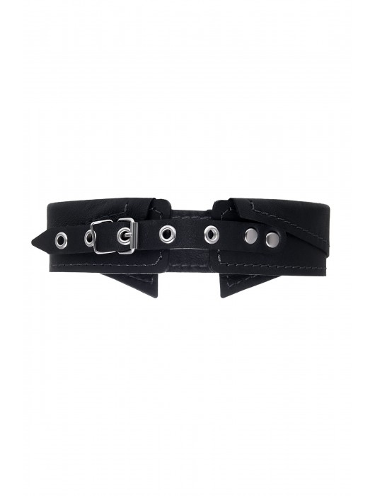 Черный кожаный ошейник-воротник с поводком - Pecado - купить с доставкой в Благовещенске