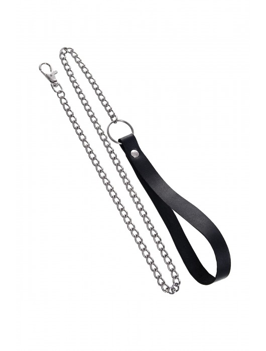 Черный кожаный ошейник-воротник с поводком - Pecado - купить с доставкой в Благовещенске