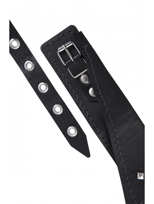 Черный кожаный ошейник-воротник с поводком - Pecado - купить с доставкой в Благовещенске