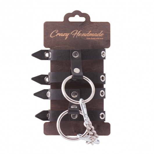 Черные однослойные наручники из натуральной кожи - Crazy Handmade - купить с доставкой в Благовещенске