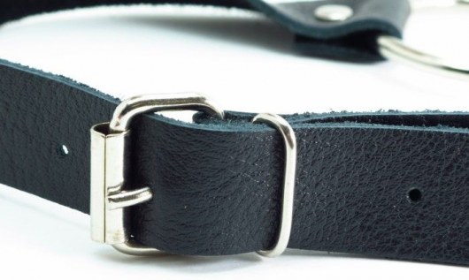 Черный кожаный кляп с кольцом - БДСМ Арсенал - купить с доставкой в Благовещенске