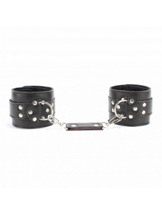 Коричневые оковы из мягкой кожи на металлической цепочке - БДСМ Арсенал - купить с доставкой в Благовещенске