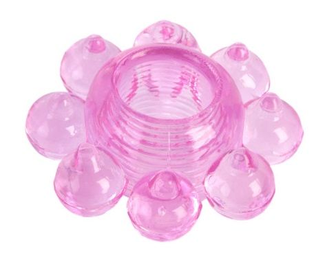 Розовое гелевое эрекционное кольцо-цветок - Toyfa Basic - в Благовещенске купить с доставкой