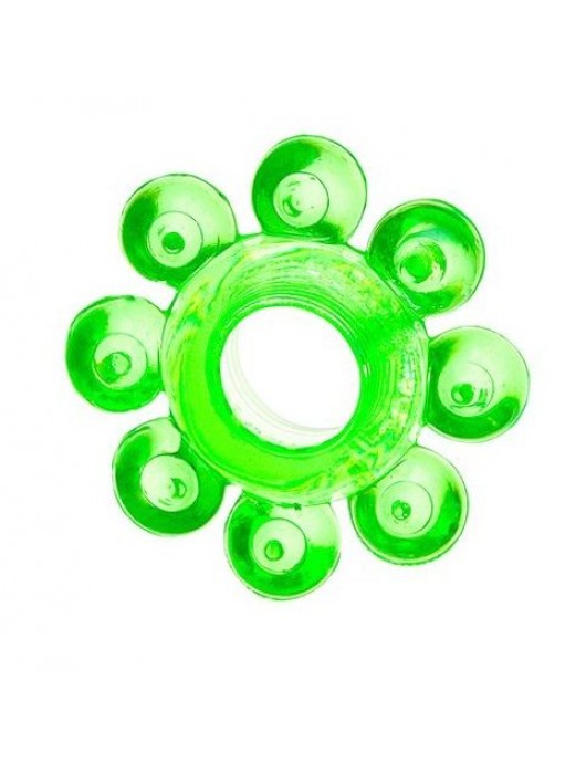 Зеленое эрекционное кольцо-цветок - Toyfa Basic - в Благовещенске купить с доставкой