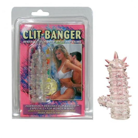 Прозрачная насадка с шипами и клиторальной шишечкой CLIT-BANGER SLEEVE IN CLEAR - Tonga - в Благовещенске купить с доставкой