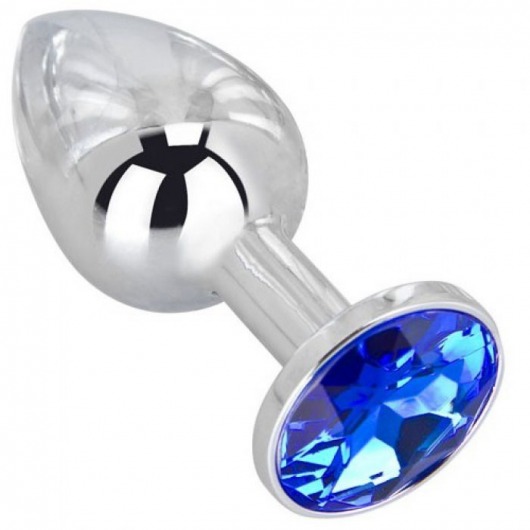 Анальное украшение BUTT PLUG  Small с синим кристаллом - 7 см. - Anal Jewelry Plug - купить с доставкой в Благовещенске