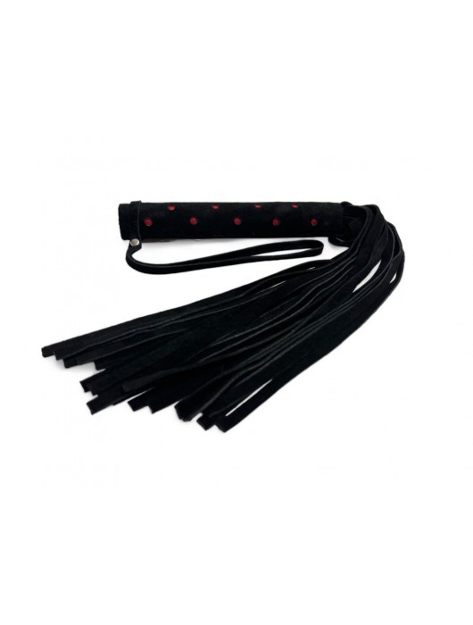Черная замшевая плеть с красными точками на рукояти Red dot Princess - 43 см. - БДСМ Арсенал - купить с доставкой в Благовещенске