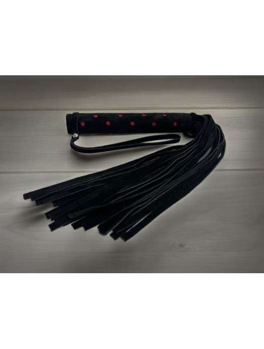 Черная замшевая плеть с красными точками на рукояти Red dot Princess - 43 см. - БДСМ Арсенал - купить с доставкой в Благовещенске