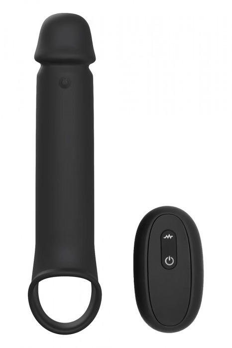 Черная насадка-удлинитель с вибрацией Vibrating Extender With Remote - Dream Toys - в Благовещенске купить с доставкой