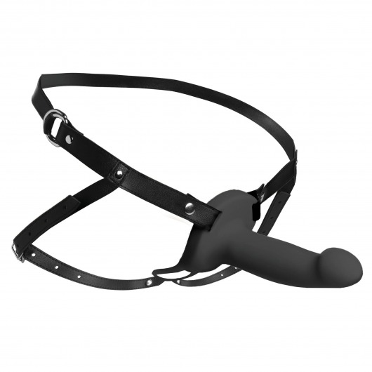 Черный полый страпон с вибрацией 2’’ Erection 28X Smooth Vibrating Silicone Penis Sheath - XR Brands - купить с доставкой в Благовещенске