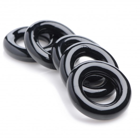 Комплект из 5 черных эрекционных колец для мошонки Ring Master Custom Ball Stretcher Kit - XR Brands - в Благовещенске купить с доставкой