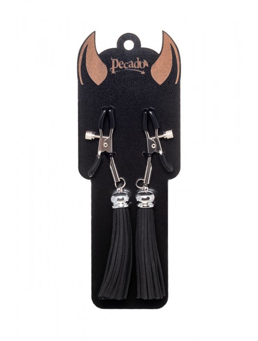 Зажимы на соски «Прищепки» с черными кисточками из замши - Pecado - купить с доставкой в Благовещенске