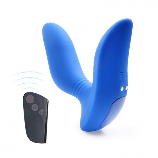 Синий вибромассажер простаты 3,5’’ Remote Control Curve P-spot Massager - 12 см. - Erokay - в Благовещенске купить с доставкой