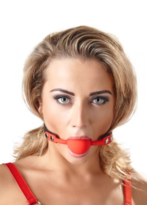 Силиконовый кляп-шар на чёрных ремешках Red Gag silicone - Orion - купить с доставкой в Благовещенске