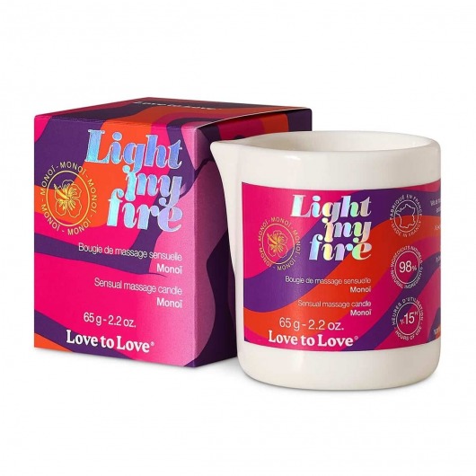 Массажная свеча Light My Fire с ароматом моной - 80 мл. - Love to Love - купить с доставкой в Благовещенске
