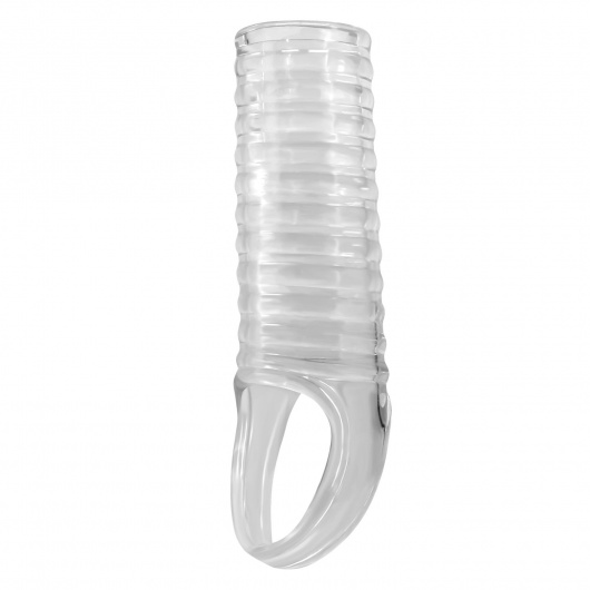 Прозрачная насадка на пенис с ребрышками и подхватом мошонки - Baile - в Благовещенске купить с доставкой
