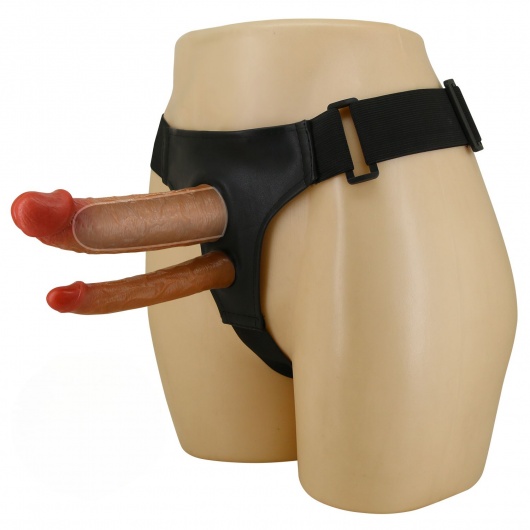 Темно-бежевый фаллопротез для двойного проникновения - 17,5 см. - Baile - купить с доставкой в Благовещенске