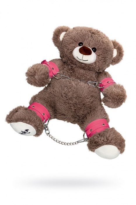 Бондажный набор: бурый мишка с розовыми оковами и наручниками - Pecado - купить с доставкой в Благовещенске