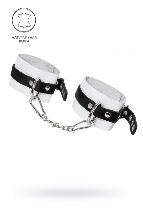Бело-черные мягкие оковы с одним ремешком и люверсами - Pecado - купить с доставкой в Благовещенске