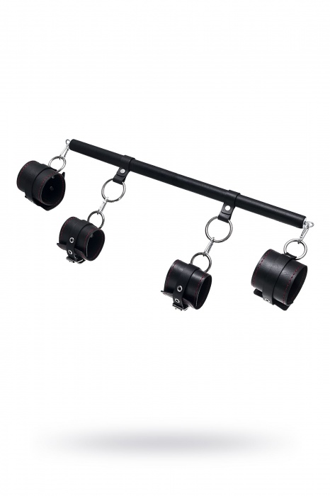 Черная распорка с 4 манжетами для рук и ног - Pecado - купить с доставкой в Благовещенске