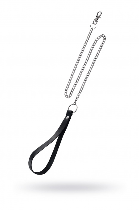 Поводок с ручкой из черной натуральной кожи и карабином для ошейника - Pecado - купить с доставкой в Благовещенске