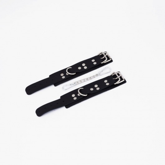 Черные кожаные наручники с регулируемыми ремешками - Crazy Handmade - купить с доставкой в Благовещенске