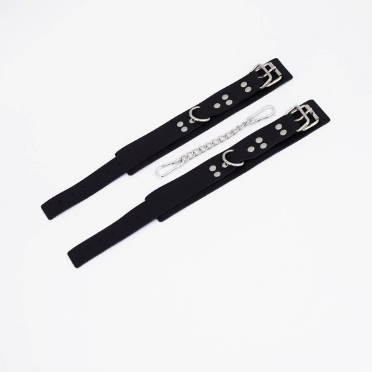 Черные кожаные оковы с регулируемыми ремешками - Crazy Handmade - купить с доставкой в Благовещенске